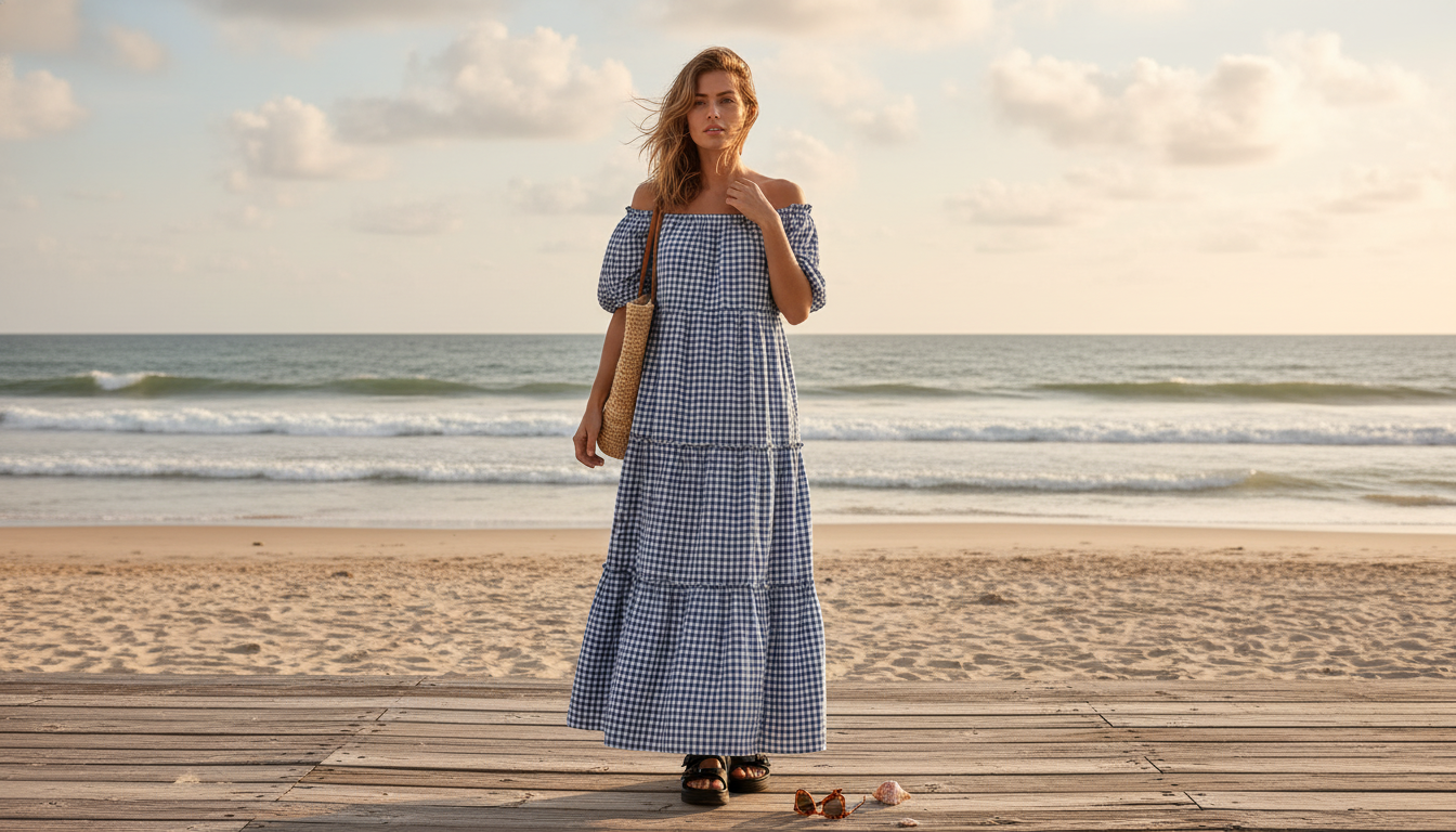 Boho Plaid Beach Dress: Coastal Cover-Up to Dinner