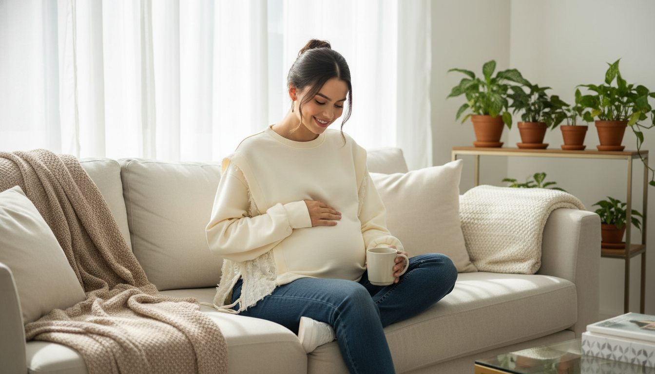 Ripped Maternity Sweatshirt: Loose Crew Neck Comfort